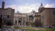 The Arch is in the middle with Capitoline Hill in the upper left and Piazza Venezia in the upper right.